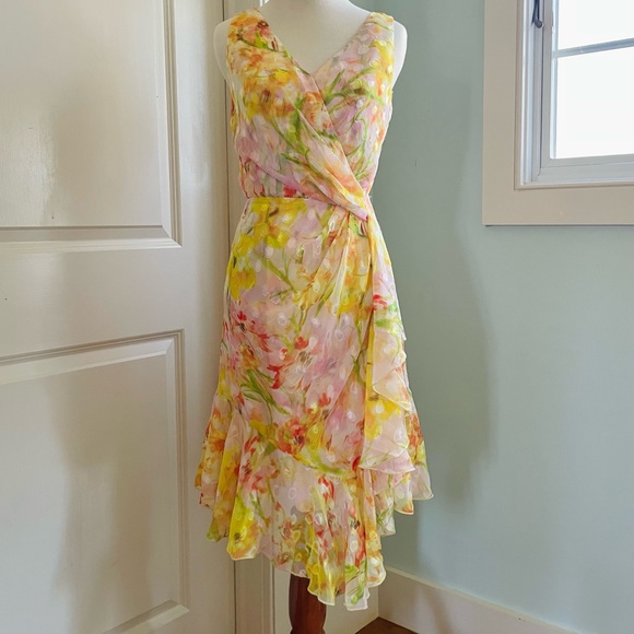 NWOT Marchesa Silky Printed Ruffle Mini Dress - Picture 2 of 14